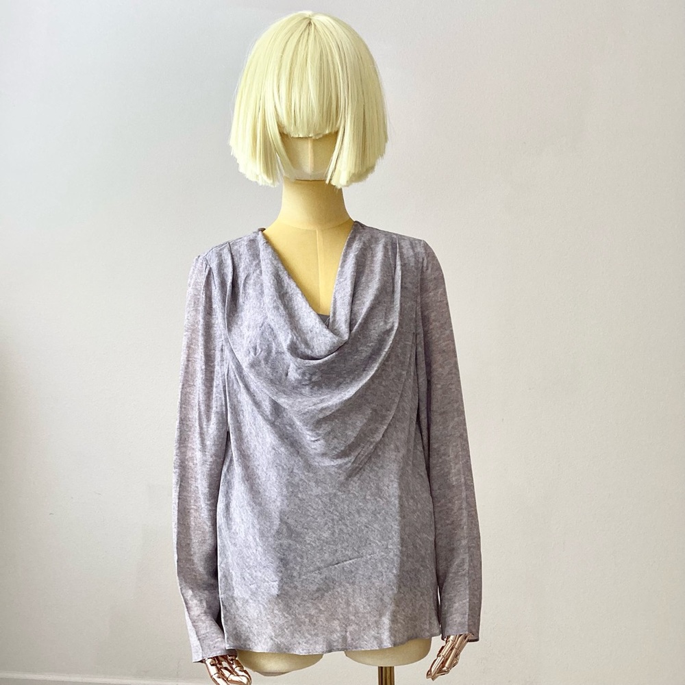 LaPointe  Cowl Drape Neck Long Sleeve Blouse SZ 2